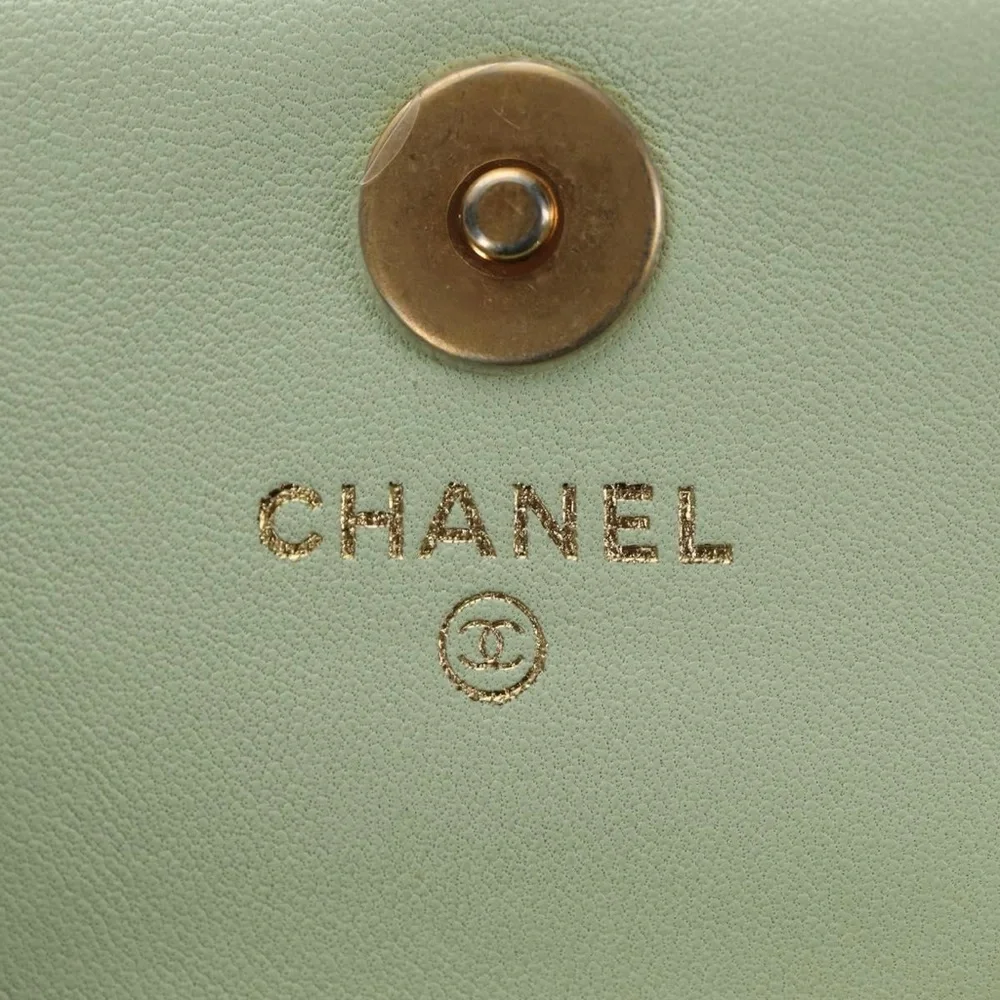CHANEL Matelasse 19 Chain Bag Lamb Skin Gold Light green